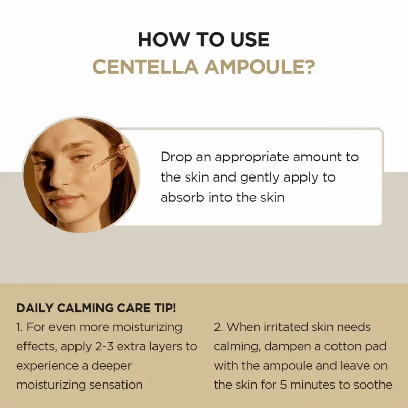 Skin1004 - Madagascar Centella Asiatica Ampoule Facial Serum - 55ml4,399.WHAT IT IS: A soothing ampoule that helps calm and restore imbalance in the skin caused by harsh environments.  HOW TO USE: Drop an appropriate amount and evenly apply to the skin. Pat to promote absorption. - Image 4